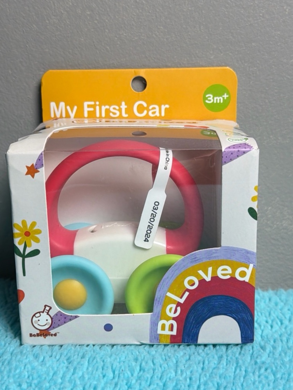 My First Car – Pink Handle, Blue & Green Wheels